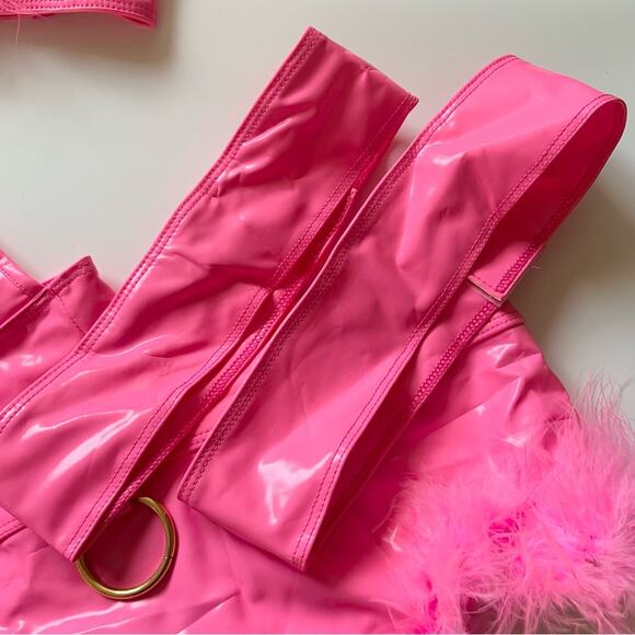 Pink Bunny Rabbit Costume Feathers Halloween Outfit Size M/L NWT Flaw - Picture 4 of 16